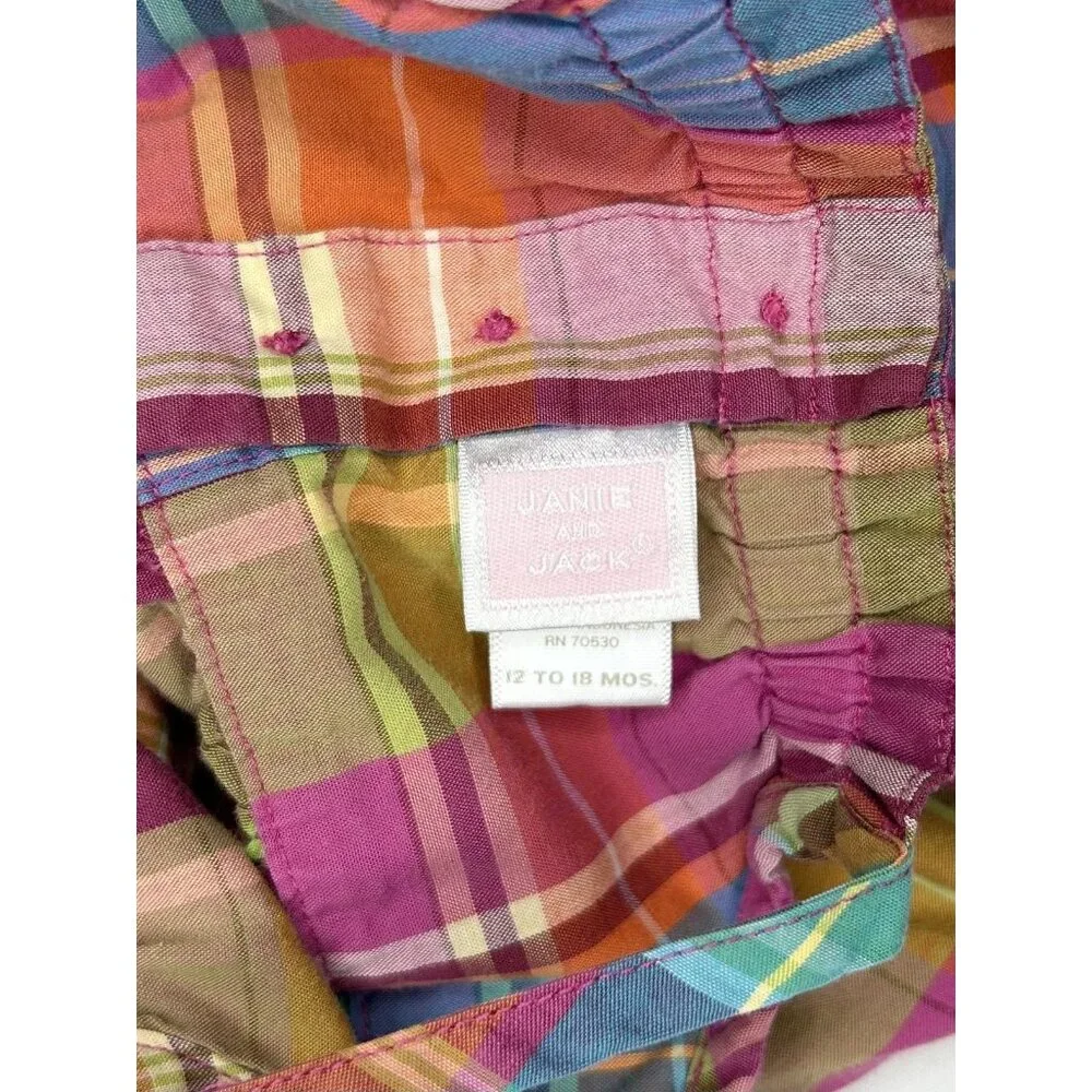 Janie and Jack Sundress Girls 12-18 Months Madras Plaid Tiered Ruffle Bow Cotton